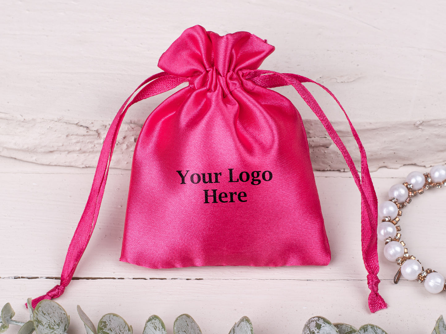 100pcs Luxury Satin Drawstring Pouch With Logo in Wholesale