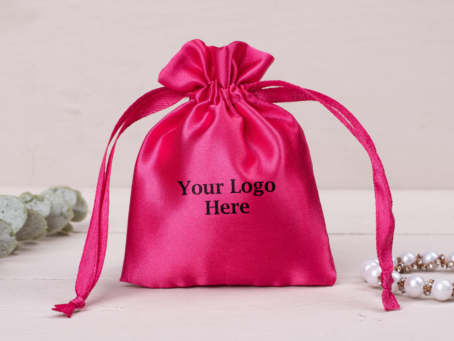 100pcs Luxury Satin Drawstring Pouch With Logo in Wholesale