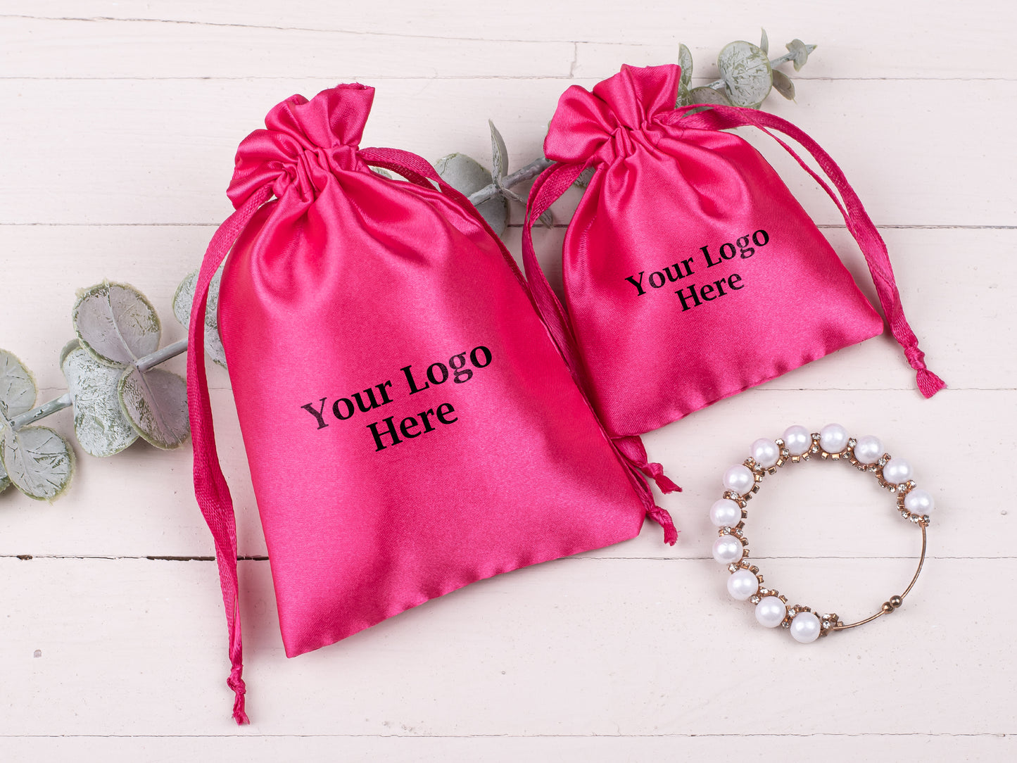 100pcs Luxury Satin Drawstring Pouch With Logo in Wholesale