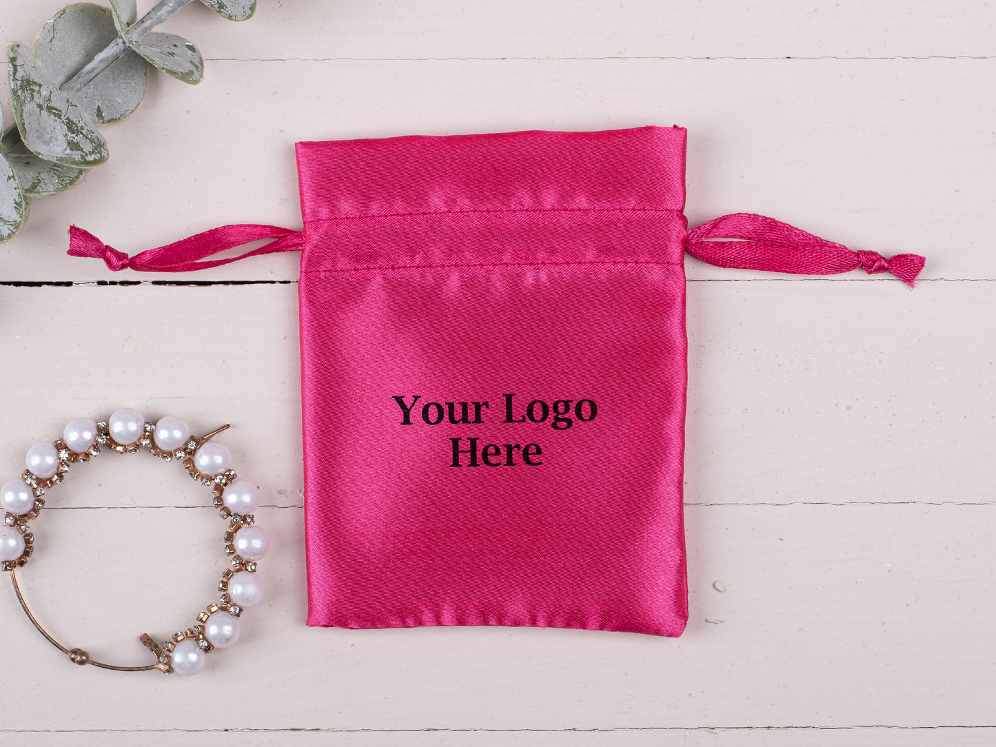 100pcs Luxury Satin Drawstring Pouch With Logo in Wholesale