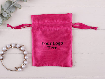 100pcs Luxury Satin Drawstring Pouch With Logo in Wholesale