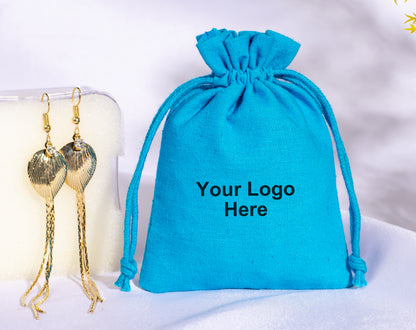 100pcs Turquoise Cotton Drawstring Bags With Logo in Wholesale & Bulk
