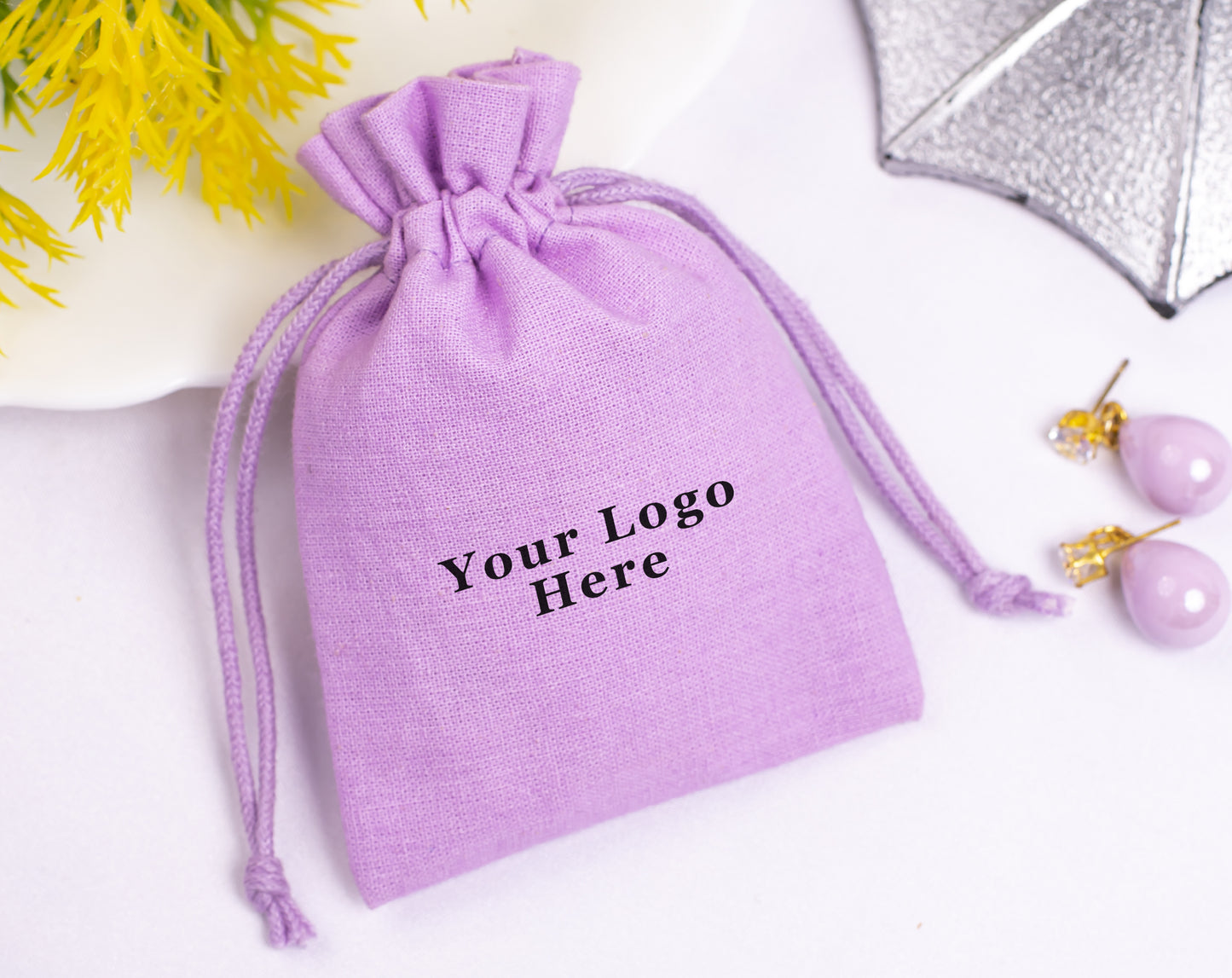 100pcs Cotton Drawstring Bags & Pouches With Logo in Wholesale & Bulk