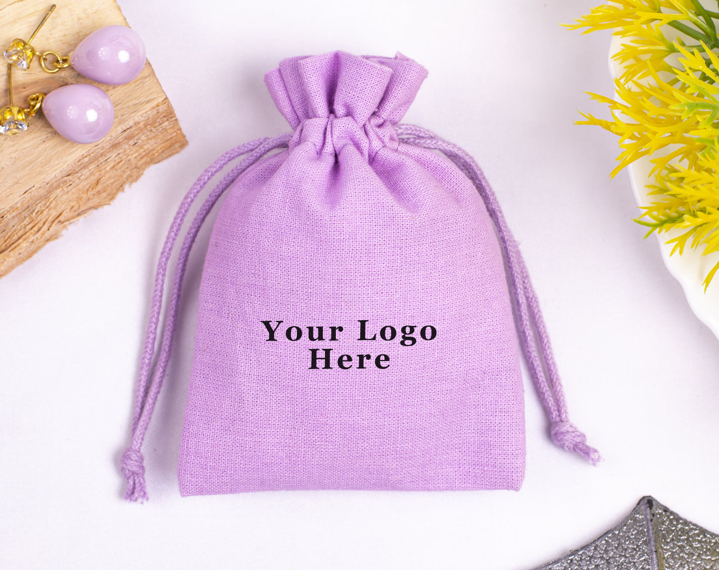 100pcs Cotton Drawstring Bags & Pouches With Logo in Wholesale & Bulk