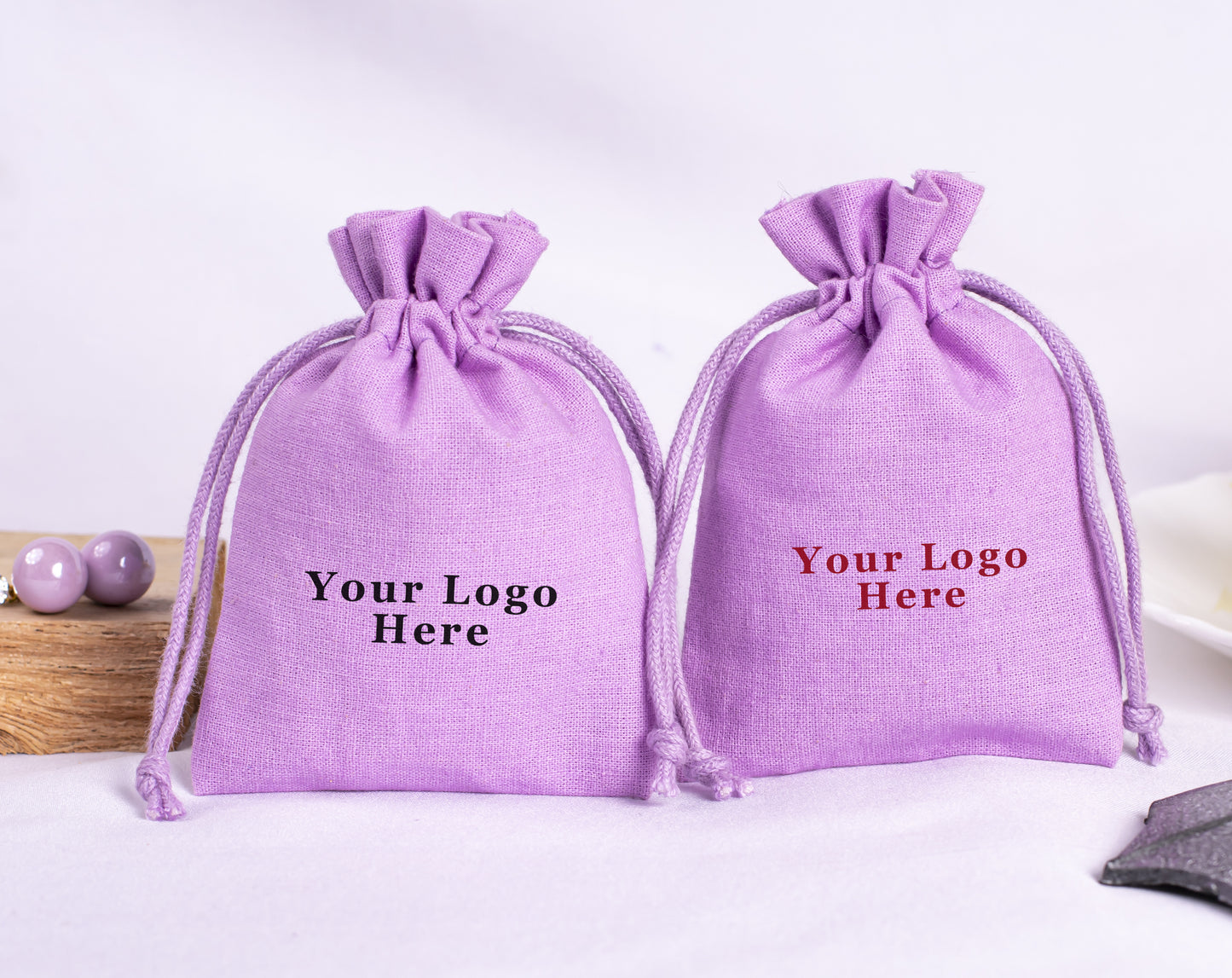 100pcs Cotton Drawstring Bags & Pouches With Logo in Wholesale & Bulk