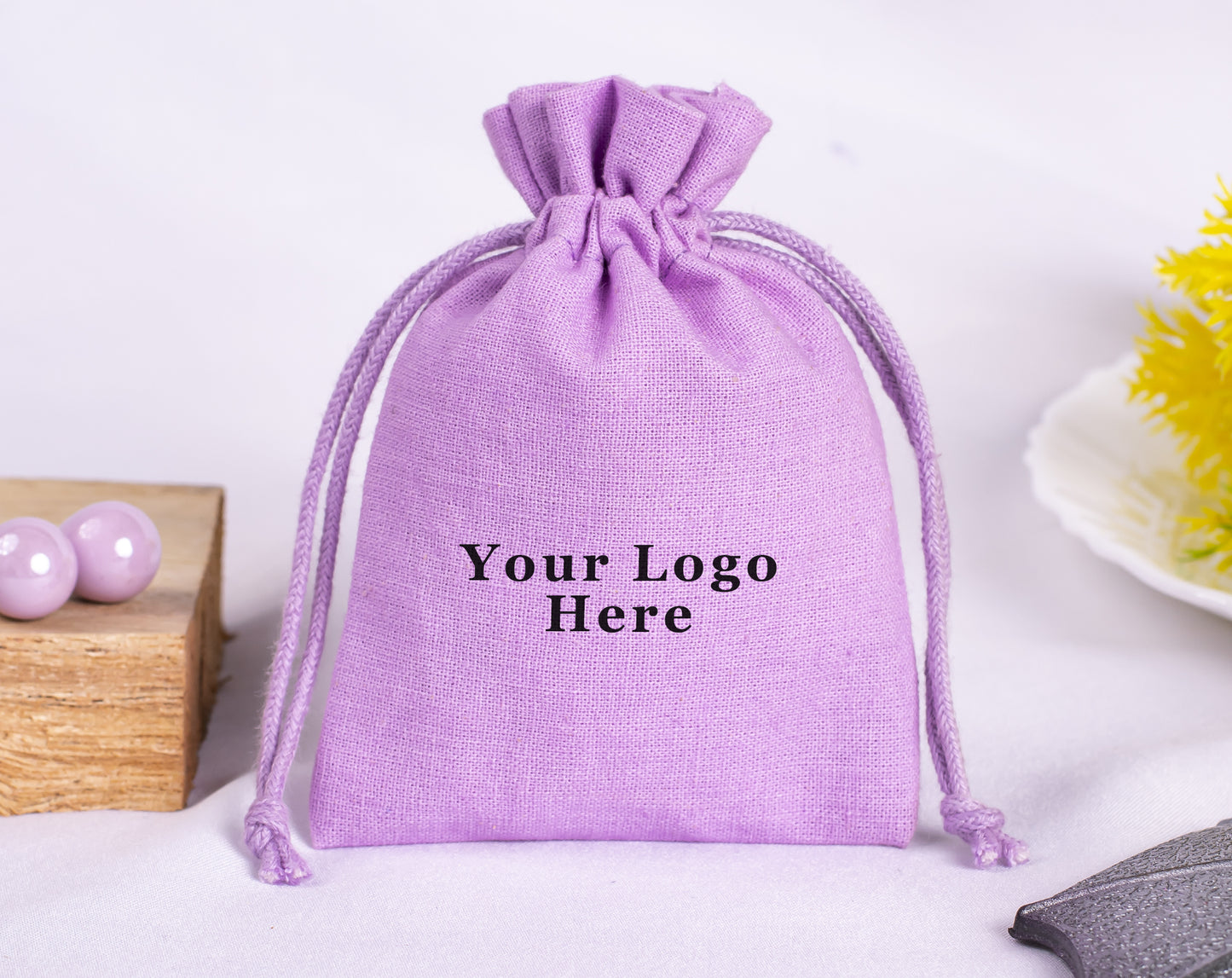 100pcs Cotton Drawstring Bags & Pouches With Logo in Wholesale & Bulk
