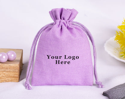 100pcs Cotton Drawstring Bags & Pouches With Logo in Wholesale & Bulk