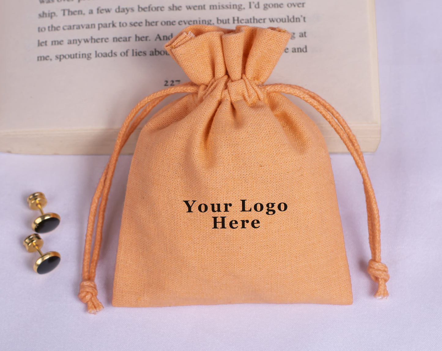 100pcs Pure Cotton Drawstring Pouch With Logo in Wholesale, Eco-Friendly Pouches