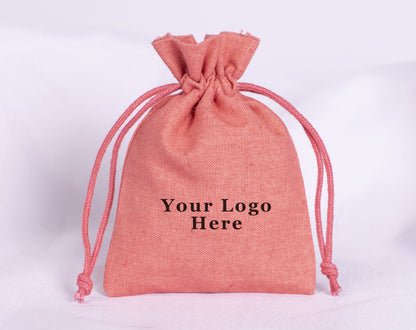 100pcs Pink Cotton Drawstring Pouch With Logo in Wholesale & Bulk