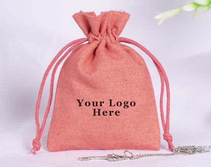 100pcs Pink Cotton Drawstring Pouch With Logo in Wholesale & Bulk