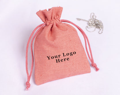 100pcs Pink Cotton Drawstring Pouch With Logo in Wholesale & Bulk