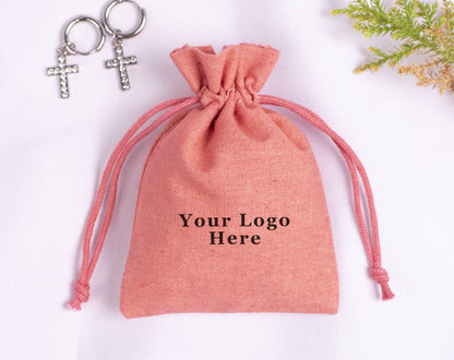 100pcs Pink Cotton Drawstring Pouch With Logo in Wholesale & Bulk