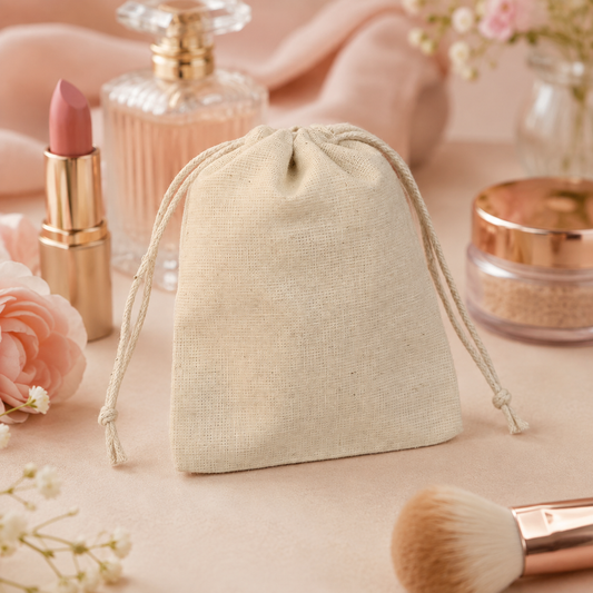 100pcs - Personalized Cosmetic Pouches | Custom Cotton Drawstring Packaging Bags