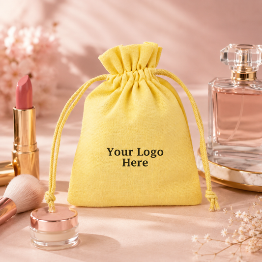 100pcs Custom Beauty Product Pouches | Cotton Drawstring Bags with Brand Logo
