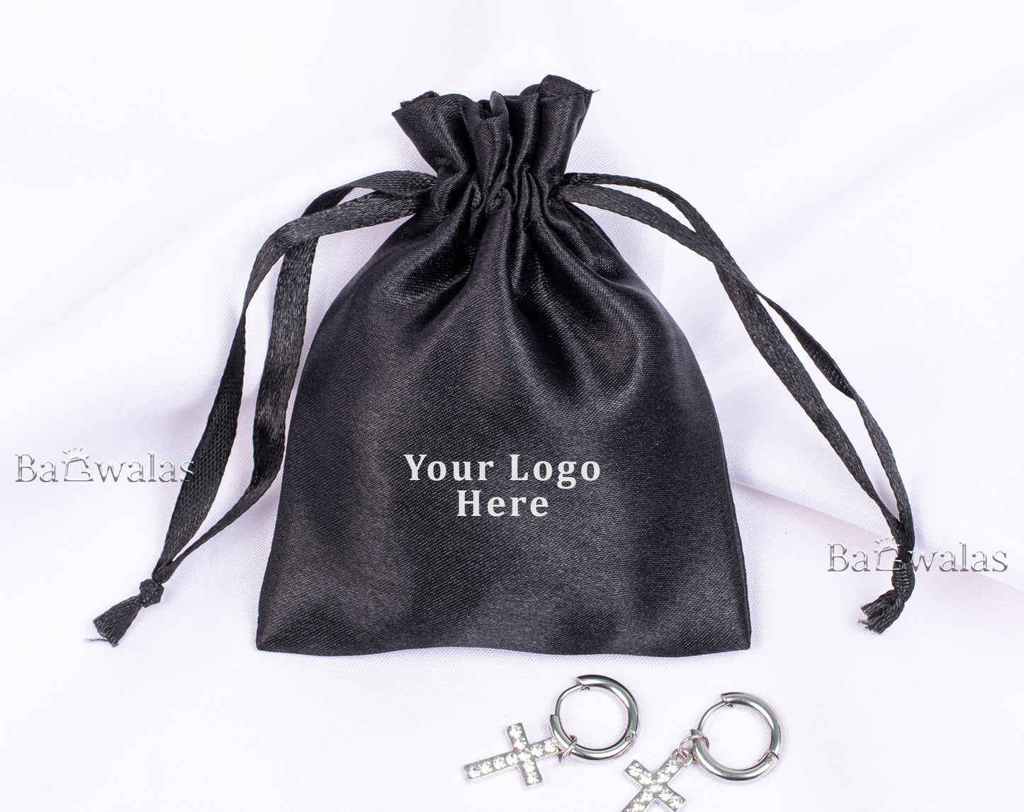 100pcs Stylish Satin Drawstring Jewelry Bags With Logo in Wholesale & Bulk