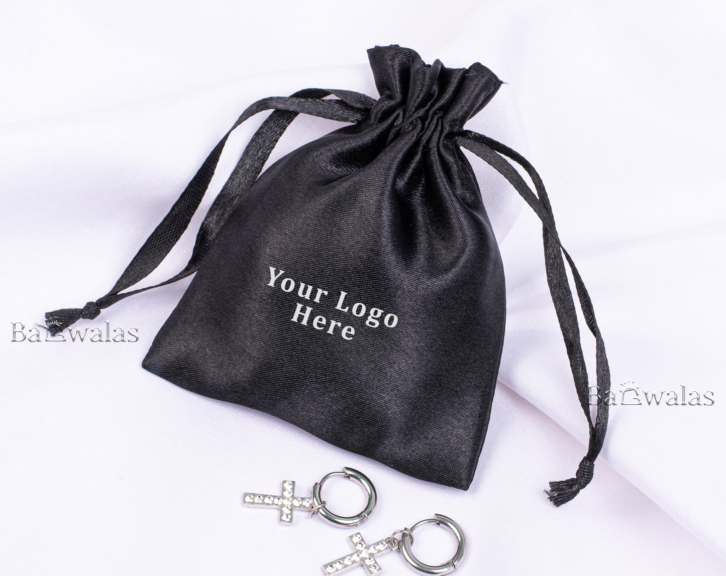 100pcs Stylish Satin Drawstring Jewelry Bags With Logo in Wholesale & Bulk