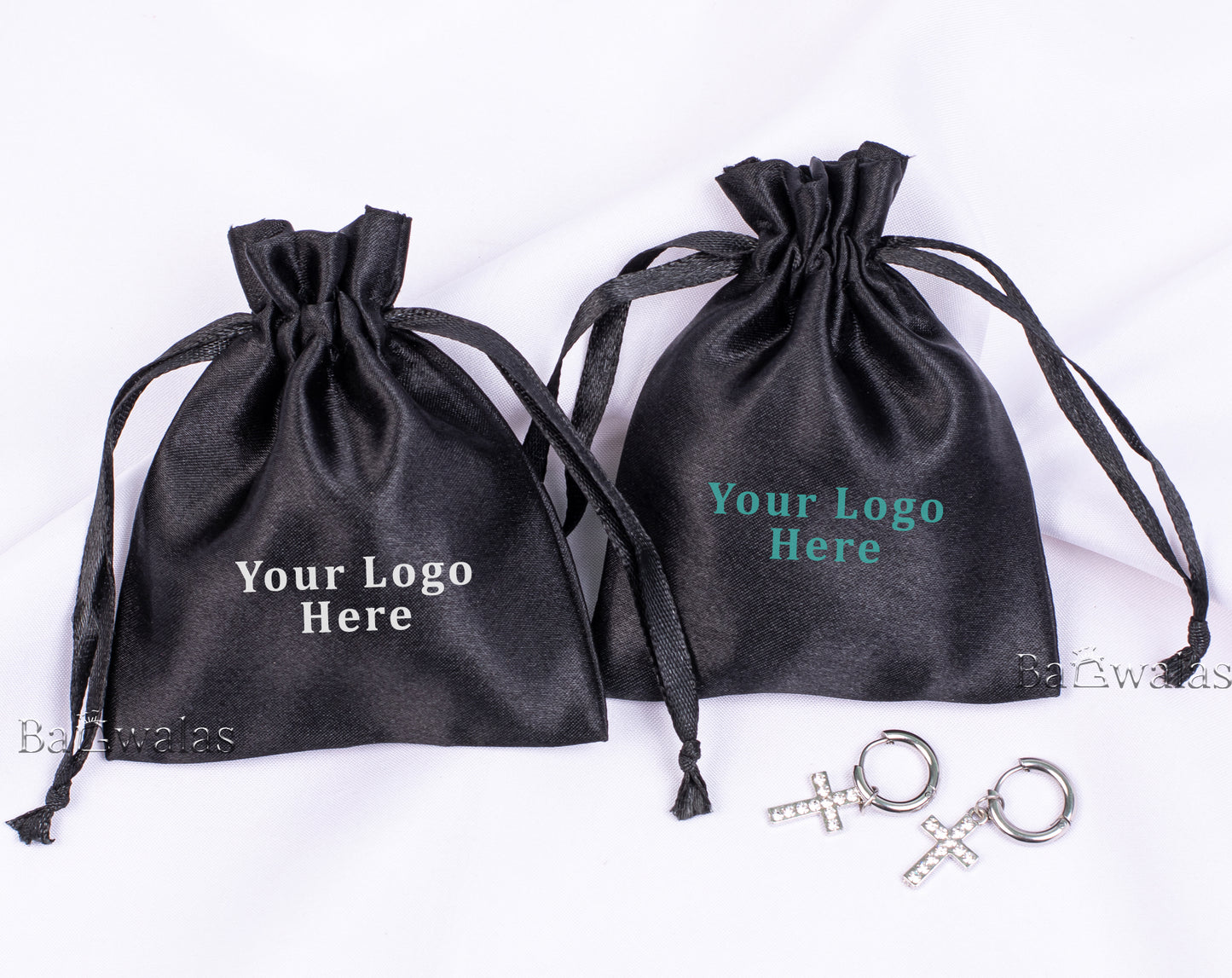 100pcs Stylish Satin Drawstring Jewelry Bags With Logo in Wholesale & Bulk