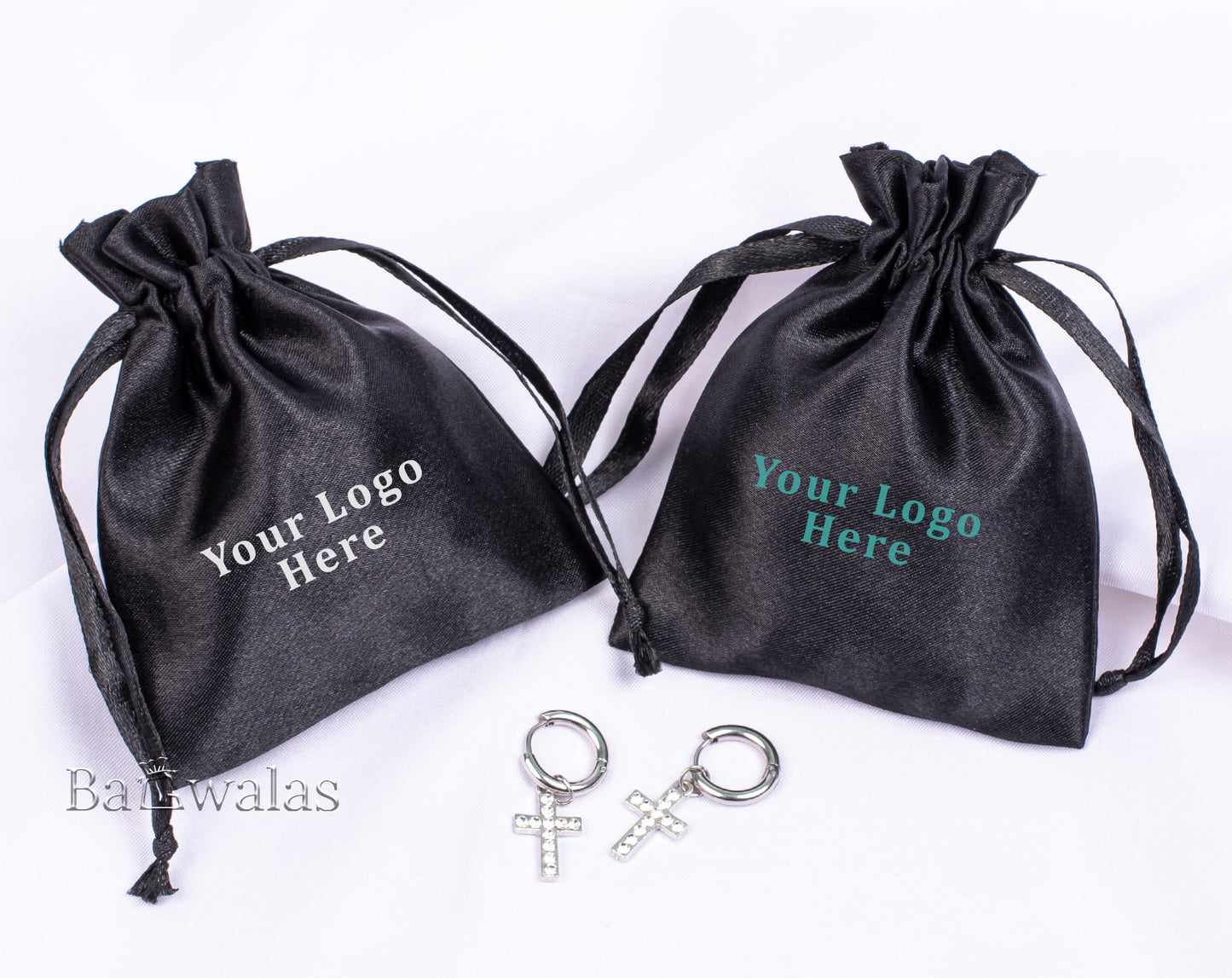 100pcs Stylish Satin Drawstring Jewelry Bags With Logo in Wholesale & Bulk
