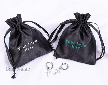 100pcs Stylish Satin Drawstring Jewelry Bags With Logo in Wholesale & Bulk