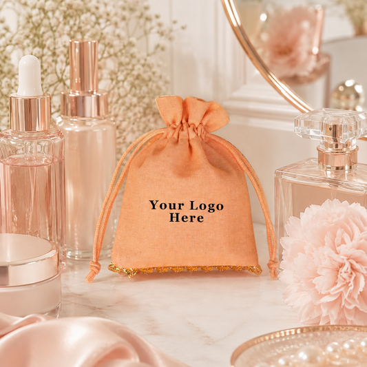 100pcs Premium Cotton Cosmetic Pouches | Bottom Lace Packaging Bags for Beauty Brands