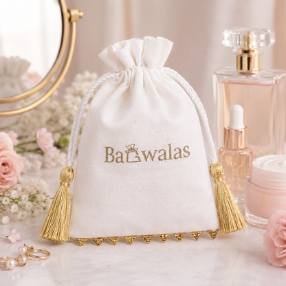 100pcs Bottom Lace Cotton Cosmetic Pouches | Branded Packaging Bags for Beauty Products