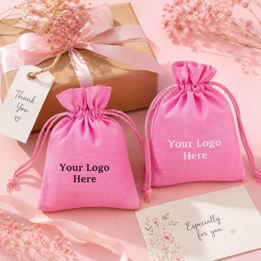 100pcs - Personalized Cotton Gift Bags | Custom Drawstring Pouches for Product Packaging