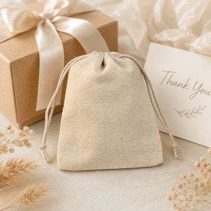 100pcs - Premium Cotton Gift Bags | Personalized Drawstring Pouches for Packaging