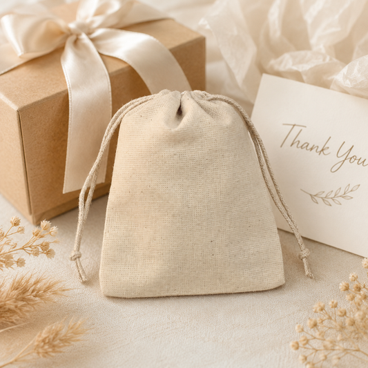 100pcs - Premium Cotton Gift Bags | Personalized Drawstring Pouches for Packaging