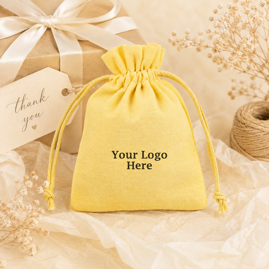 100pcs Custom Cotton Packaging Bags | Elegant Drawstring Pouches for Gifts