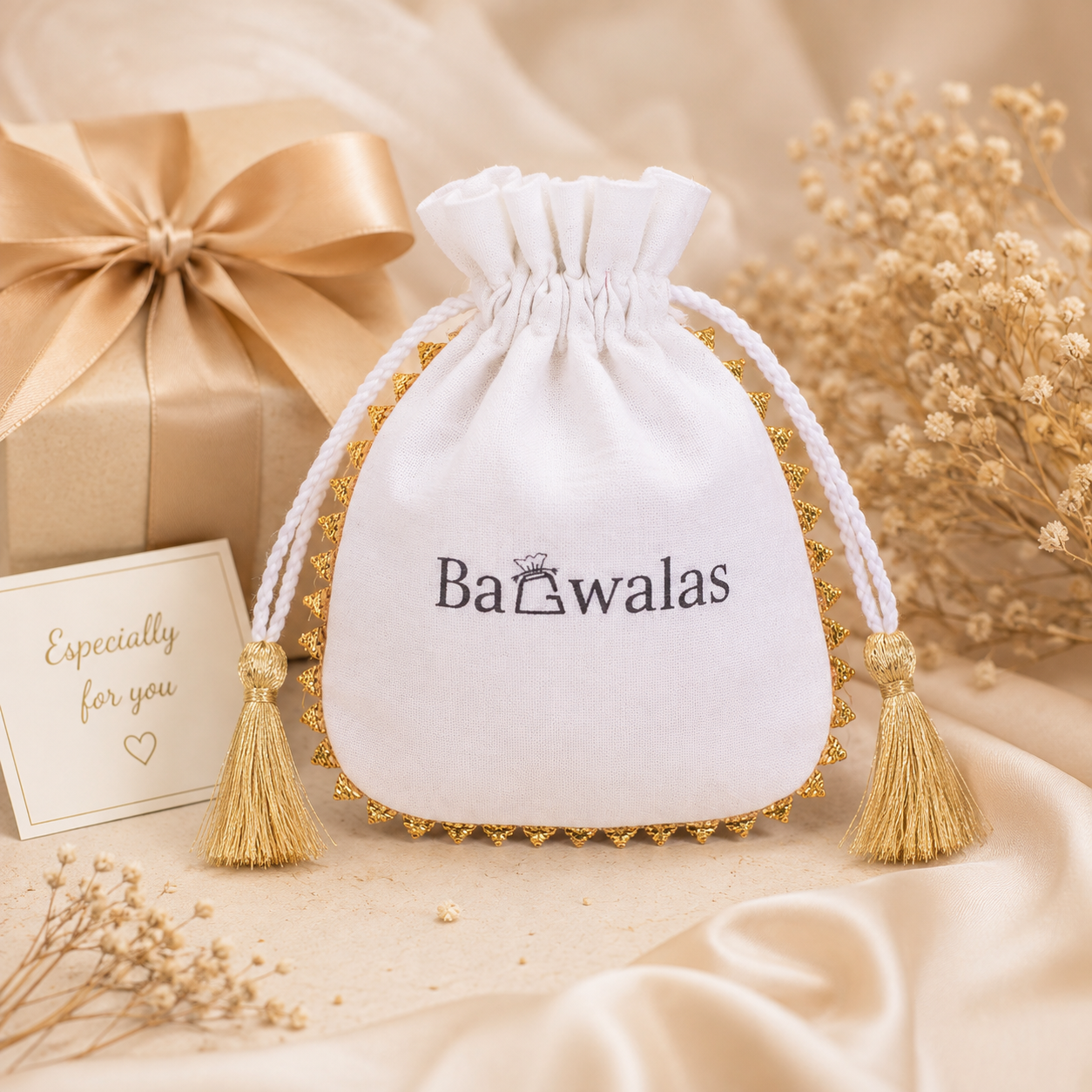 100pcs Round Lace with Tassel Gift Packaging Bags | Custom Cotton Pouches for Brands
