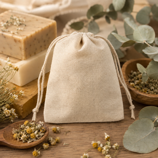 100pcs - Branded Cotton Soap Pouches | Sustainable Packaging for Handmade Soap Businesses