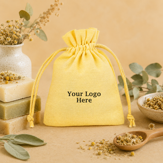 100pcs Custom Soap Packaging Bags | Cotton Drawstring Pouches for Natural Skincare Brands