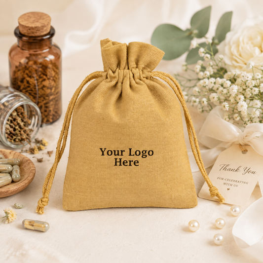 100pcs Custom Supplement Packaging Pouches | Cotton Drawstring Bags with Logo