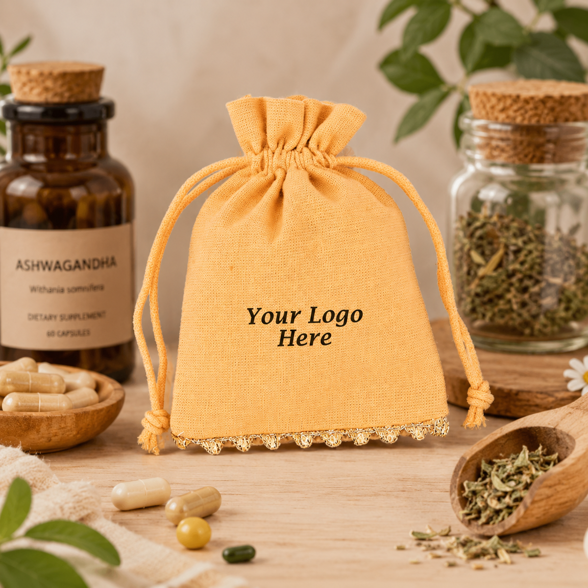 100pcs Medical Supply Packaging Pouches | Cotton Bags with Decorative Lace with Closure