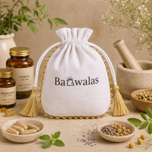 100pcs Custom Wellness Pouches | Round Lace Fabric Bags for Medicine Packaging