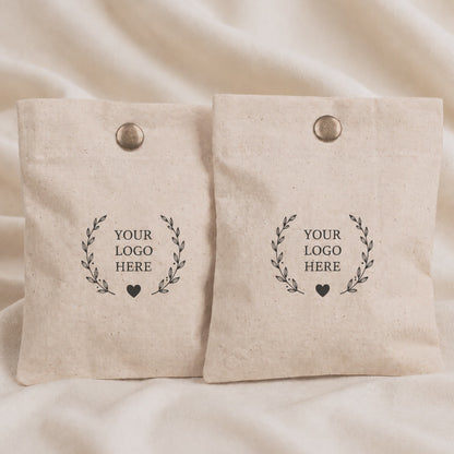 Custom Logo Cotton Snap Pouch Set of 100, Eco Friendly Jewelry Packaging Bags in Bulk