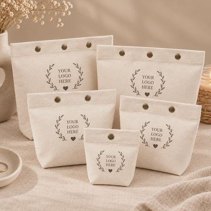 100pcs Cotton Snap Pouches with Base | Reusable Pouches