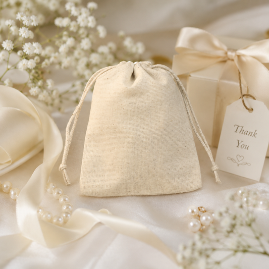 100pcs - Personalized Wedding Favor Bags | Custom Cotton Pouches for Guest Gifts