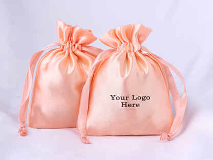 100pcs Superior Satin Drawstring Pouch With Logo in Wholesale