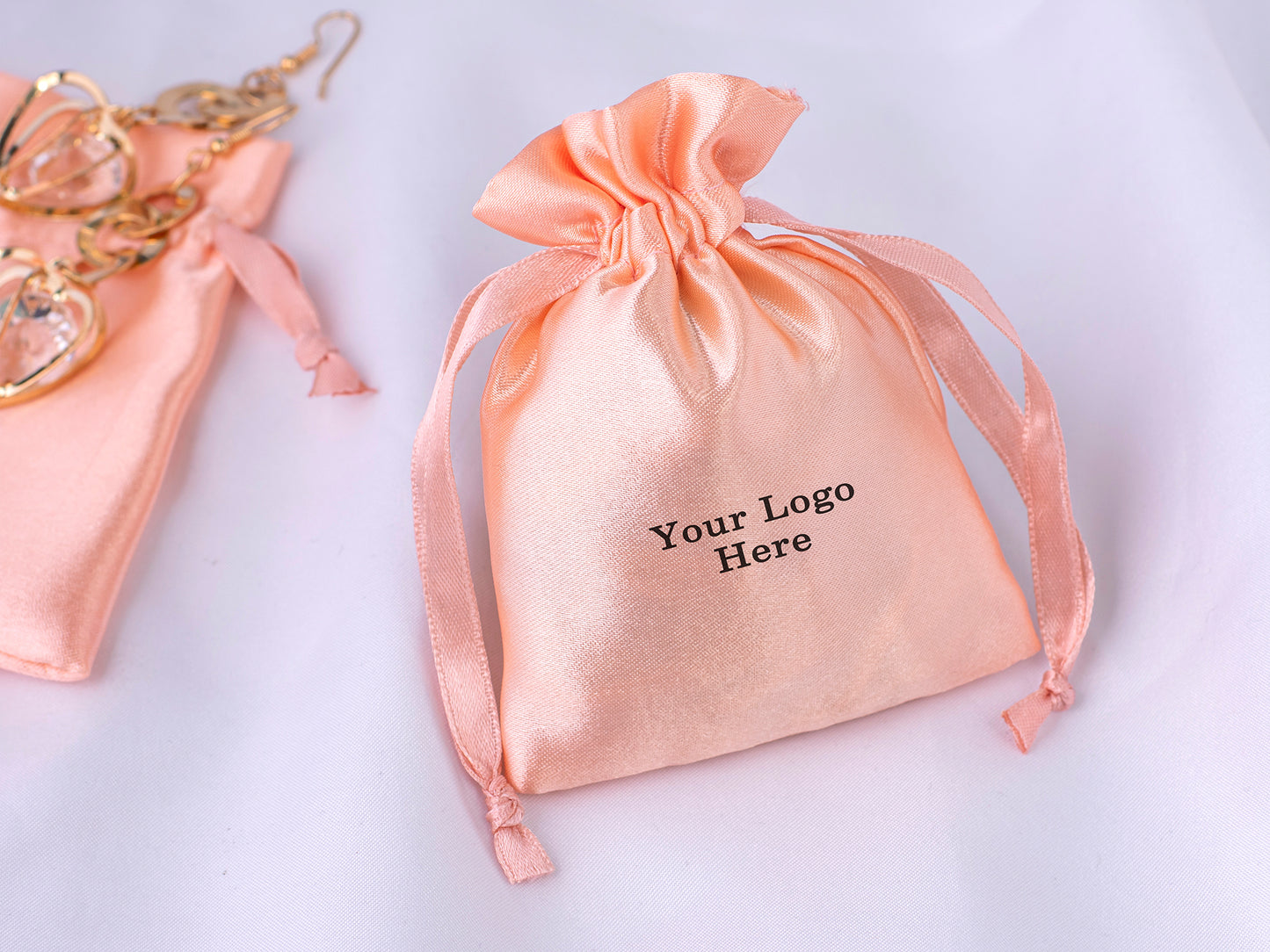 100pcs Superior Satin Drawstring Pouch With Logo in Wholesale