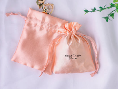 100pcs Superior Satin Drawstring Pouch With Logo in Wholesale