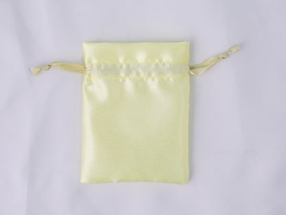 Pack of 100 - Lemon Satin Drawstring Jewelry Bags With Logo in Wholesale & Bulk