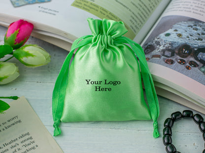 100pcs Custom Satin Drawstring Bags With Logo for Jewelry Packaging