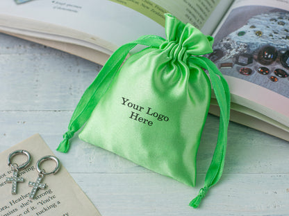 100pcs Custom Satin Drawstring Bags With Logo for Jewelry Packaging