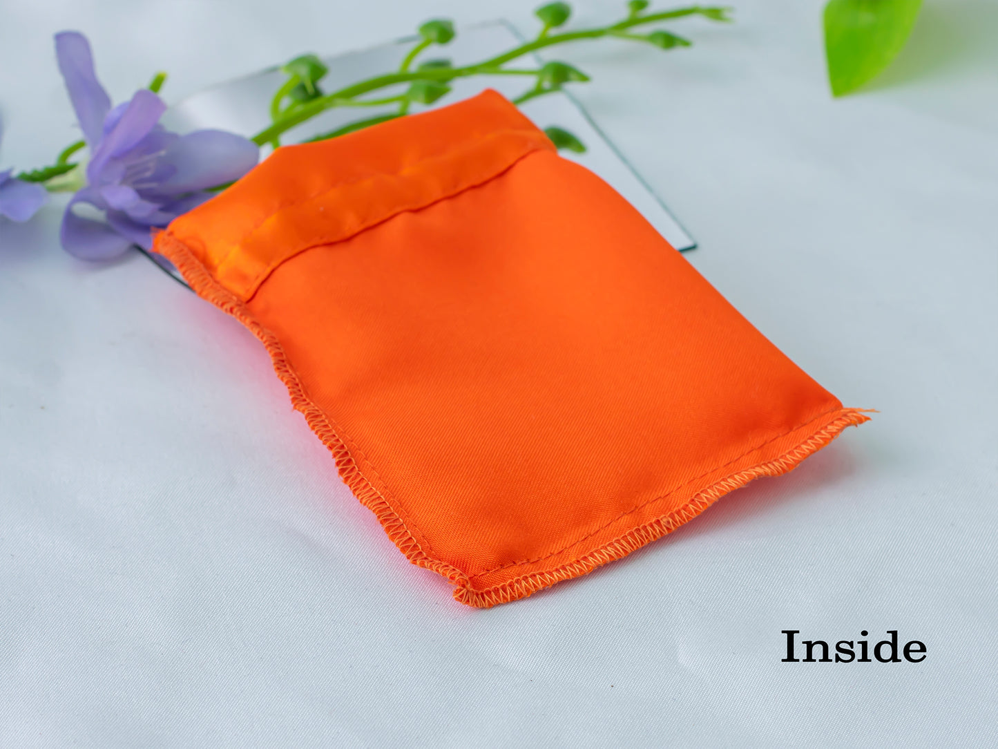 Pack of 100 - Orange Satin Drawstring Bags With Logo in Wholesale & Bulk